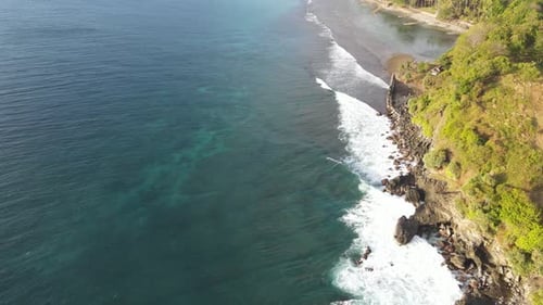 Aerial Lombok Beach Waves