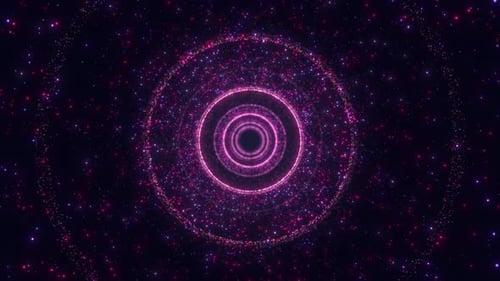 Digital tunnel of flickering particles, travel in cyberspace, futuristic data transfer concept