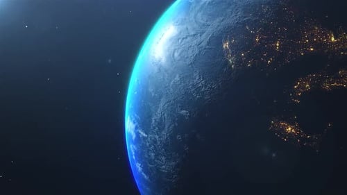 Rotating Planet Earth with Visible Day and Night Sides