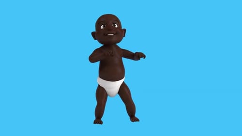 Fun 3D cartoon baby dancing (with alpha channel included)