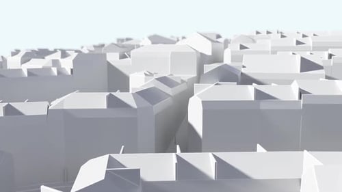 Flying Through Abstract White City