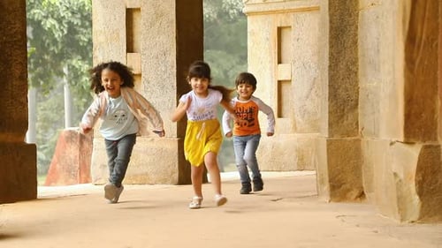 Video of Three Indian Kids Running.