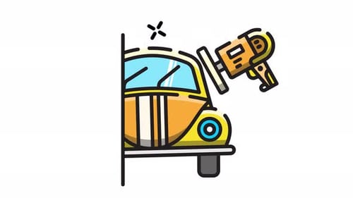 Animated Car Polishing Service Icon