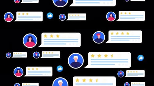 Animated Customer Reviews and Star Ratings Loop Background