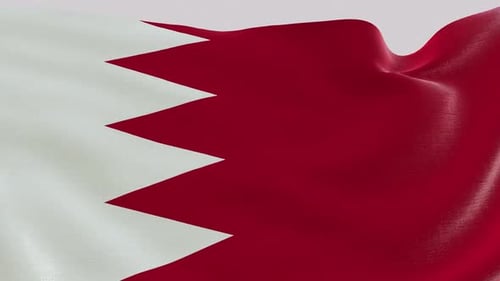Realistic Bahrain National Flag Waving in Wind Animation