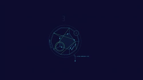 Loop-Animation geometrischer Formen mit einem Decagon-HUD-Element