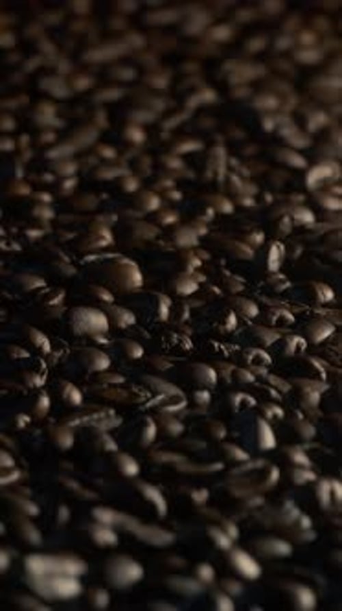 Roasted Coffee Beans Close-Up Vertical Loop Background