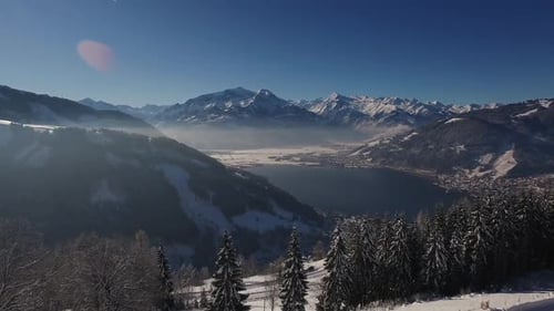 Snow Covered Mountains Landscape Aerial View