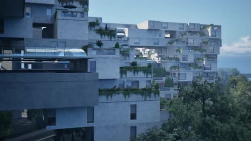 Un rascacielos cubierto de exuberante vegetación