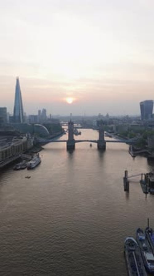 Stunning Aerial Twilight Views Capturing the Charm of London Tower Bridge and the Thames River