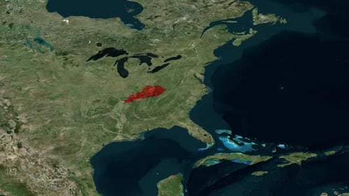 Satellite Map Animation Highlighting Kentucky State with Text