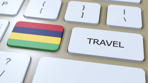 Pressing Travel Button with Mauritius Flag