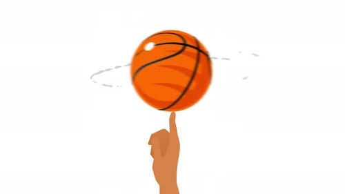 Animated Basketball Spinning on Finger in Flat Design Style