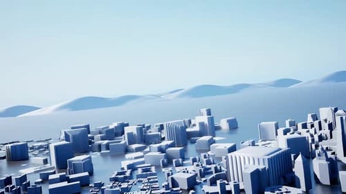 3d animation of a city in the middle of the desert