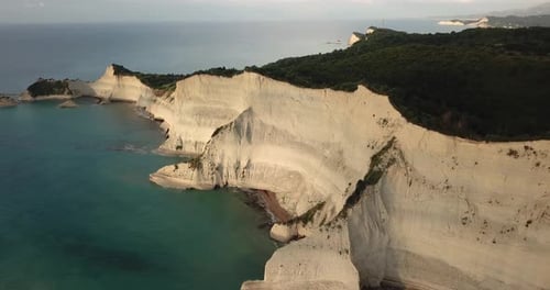 Aerial view of Cape Drastis cliff in Corfu Greece