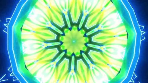 Vibrant green and blue kaleidoscope pattern