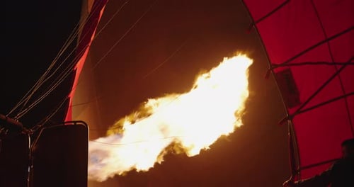 Flames inside a hot air balloon, Cappadocia, Turkey