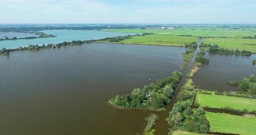 Vue aérienne des lacs de Reeuwijkse Plassen, Reeuwijk, Hollande-Méridionale, Pays-Bas