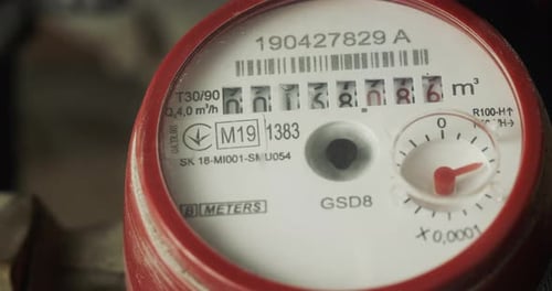 Close Up of Water Meter Measuring Usage