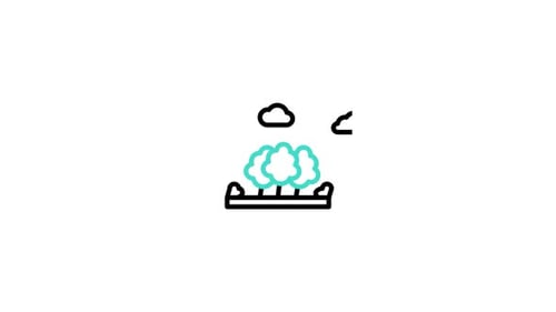 Minimalist Icon Animation of Trees, Clouds, and Rain