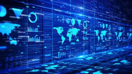 HUD Infographic Business Financial Investment Strategy Data Analytics Trends Charts Graphs Animation