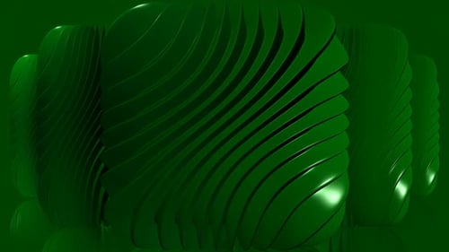 Green Background with Cubes of Plasma, Unique Design, Reflection, Exclusive, 3D Render