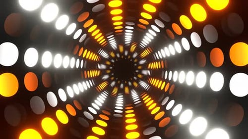 Orange And White Abstract Neon Circle Light Rotation Background Vj Loop In 4K