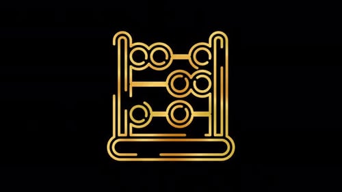 Golden Abacus Line Art Animated Icon