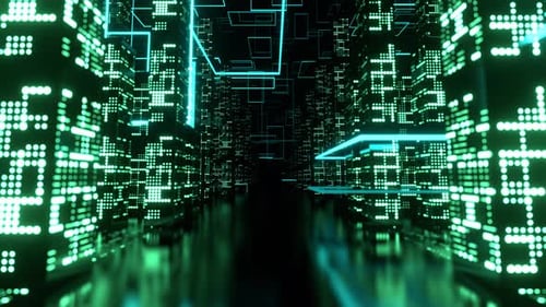 Light Cyan And Green Road To Neon Cyber City Background Vj Loop In 4K