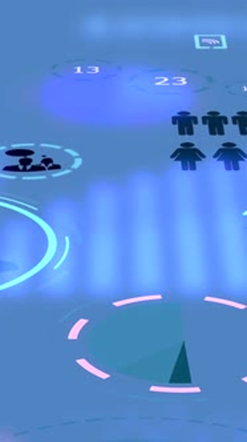 This Artwork Features Abstract Blue Shapes on a Captivating Background with Numerical Elements