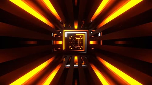 Orange And White Different Neon Lines Tunnel Background Vj Loop In 4K