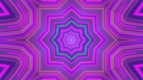 Abstract Glowing Neon Star Kaleidoscope Looping Background