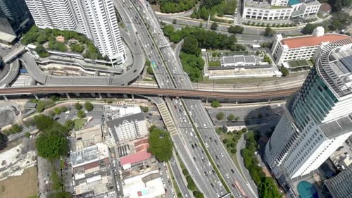 Aerial view of a busy Highway Street full of Vehicle.