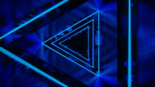 tunnel métallique triangulaire. Des lignes roses clignotantes dans un tunnel triangulaire au rythme de la musique.
vj