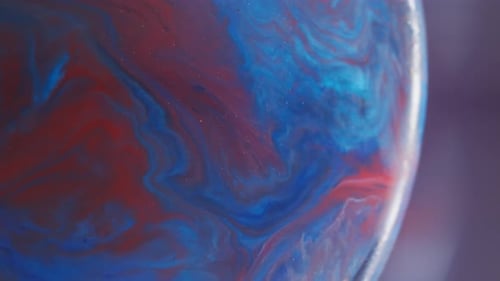 Abstract liquid blue and red paint marble background