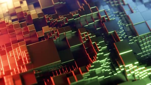 Dynamic abstract cubes pattern with vibrant colors and movement