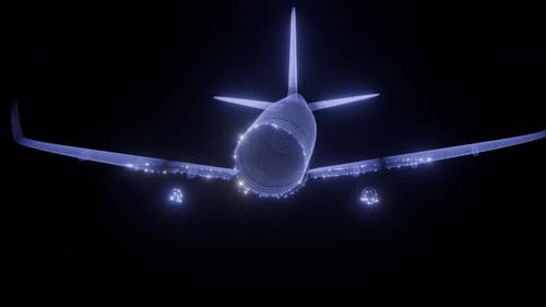 Futuristic Digital Wireframe Airplane Build Animation