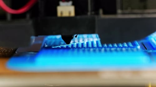 3D Printing Process with Blue Filament