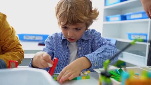 Robotics Programming Class Children Construct and Code Robot STEM Education Using Constructor