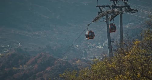 Aerial View of Cable Cars