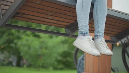 Serene Urban Scene with Woman Tranquil Scene of Woman Enjoying Peaceful Park Environment Quiet