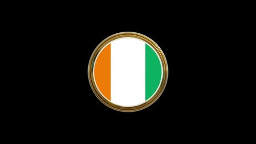 3D Rotating Ivory Coast Flag with Golden Rim