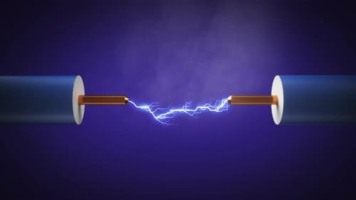 Electrical Arc Discharge Between Two Electrodes Science Concept