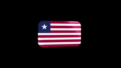3D Rotating Glossy Liberia National Flag Icon Animation
