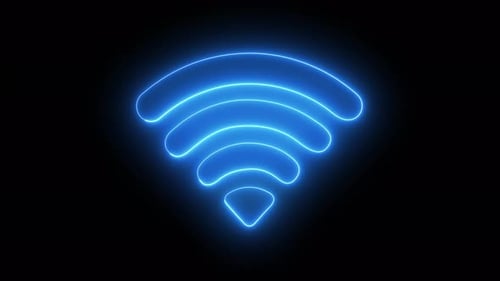 Neon Blue WiFi Network Signal Animation