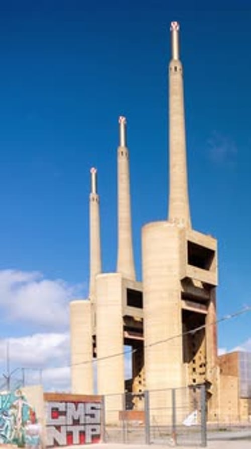 Disused Power Station on the Outskirts of Barcelona Spain Vertical