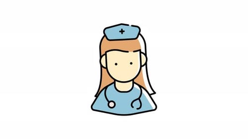 Female nurse with a stethoscope animation icon video design