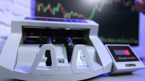 Money counting equipment for paper money calculation.