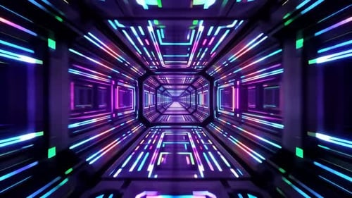 Futuristic Neon Sci Fi Tunnel Loop Animation