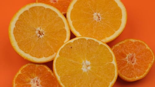 Slices of Oranges and Clementines in Close Up